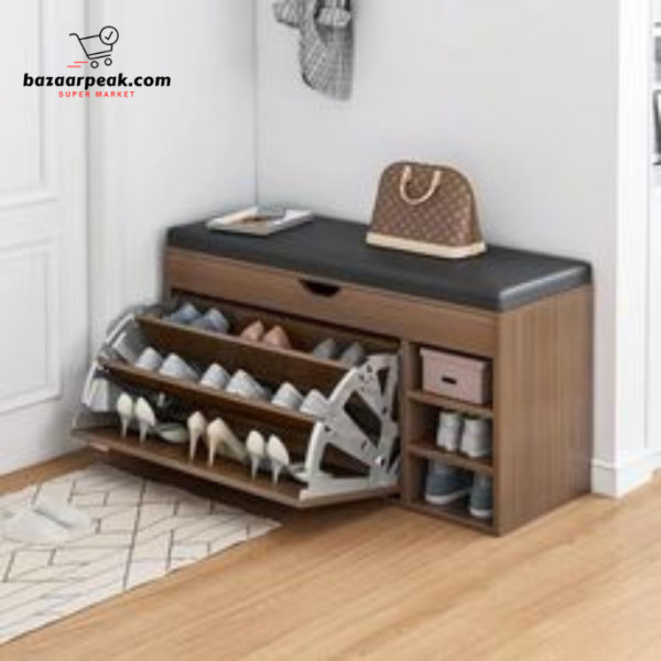 Shoe rack with sitting area